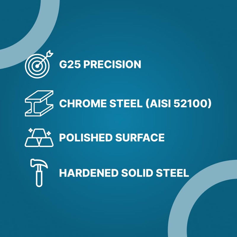 PGN Bearings (10 قطع) PGN - كرات محمل فولاذية كروم دقيقة مقاس 5/8 بوصة (0.625 بوصة) G25 - Image 2